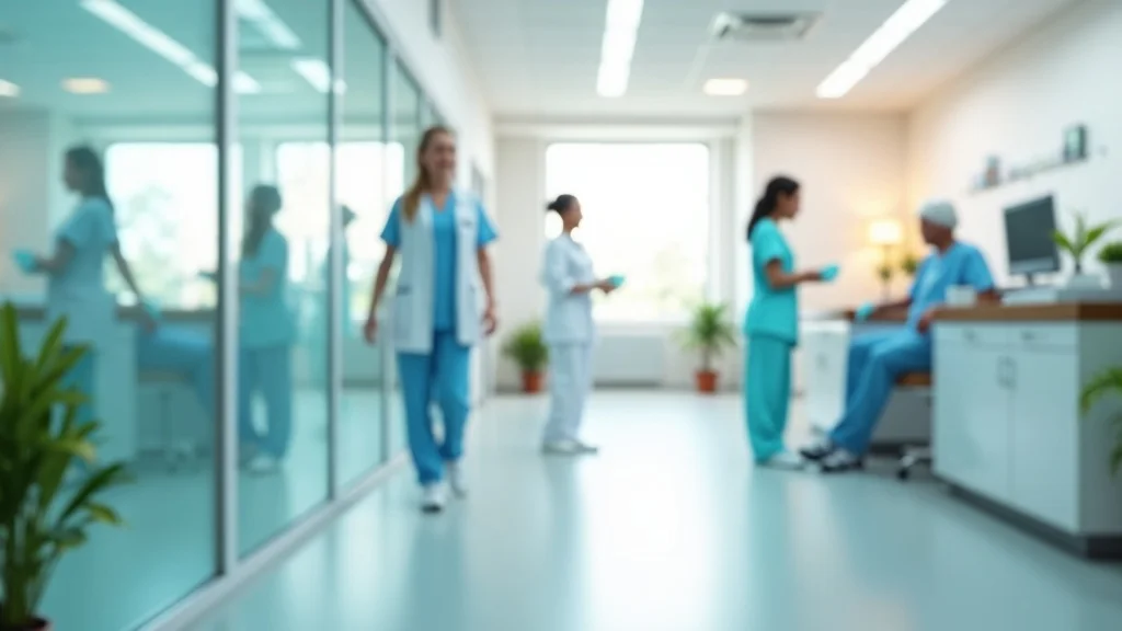 Bright modern medical office interior showing medical office tenant improvement with cleanable finishes and staff interacting.