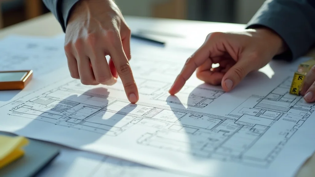 Closeup of tenant improvement construction document clearly highlighting scope of work details and materials