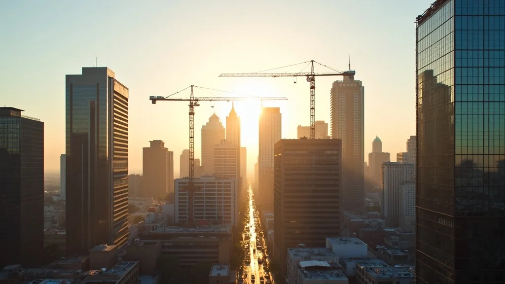 tenant improvement allowance dtla skyline office construction cranes urban renovations cityscape