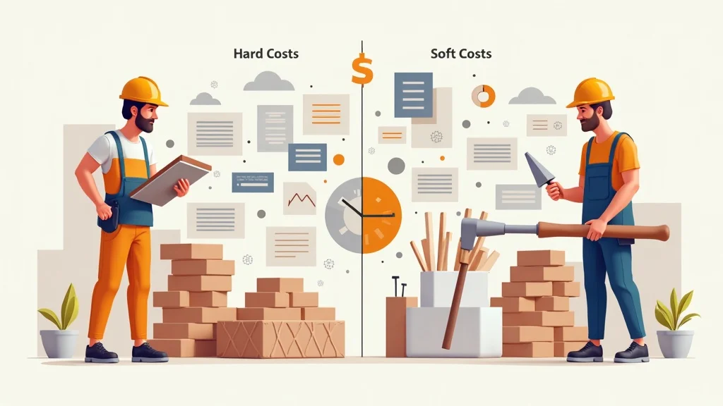 Infographic showing hard costs versus soft costs in tenant improvement construction, LA.