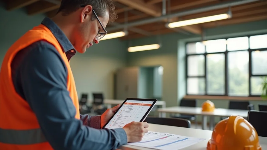 tenant improvement allowance project manager checklist digital tablet construction milestones safety gear